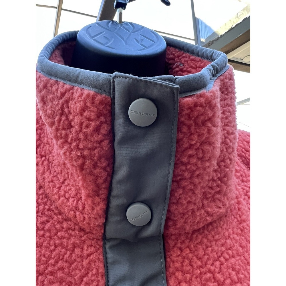 Carhartt Women's Relaxed Fit Sherpa Fleece Pullover Snap Jacket - 2XL Orange - Picture 6 of 10